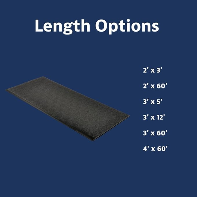 Notrax 411 Sof-Tred™ 4' x 60' x 9/16" Anti Fatigue Mat, Enhanced Slip Resistance with Beveled Edges and Pebbled Surface, Ideal for Industrial and Commercial Workplaces, Black, 411R0448BL