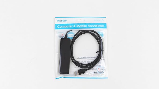Aceele USB Hub 3.0 Splitter with 2 USB-C and 2 USB-A, 4 Ports Ultra-Slim Multiport Expander Adapter with 4ft Extension Long Cable Cord, USB Extender for Desktop, Computer, PC, Laptop, iMac and More