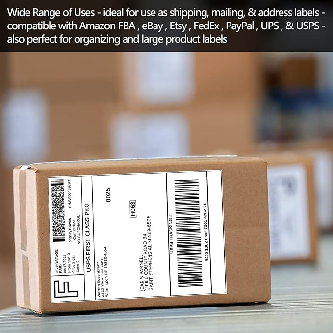2000 Labels 8.5x5.5 Half Sheet Laser/Ink Jet Shipping Labels Mailing Blank Labels