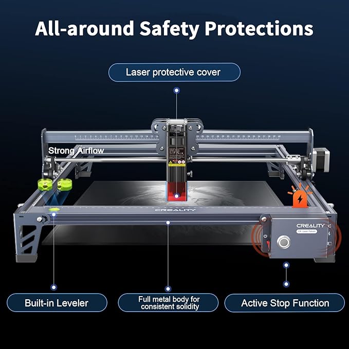 Creality Laser Engraver, 10W Output Power Laser Cutter, 0.06mm High Precision Laser Cutter and Engraver for Wood and Metal, Paper, Acrylic, Glass, Leather etc, 15.7"×16.3" Workspace