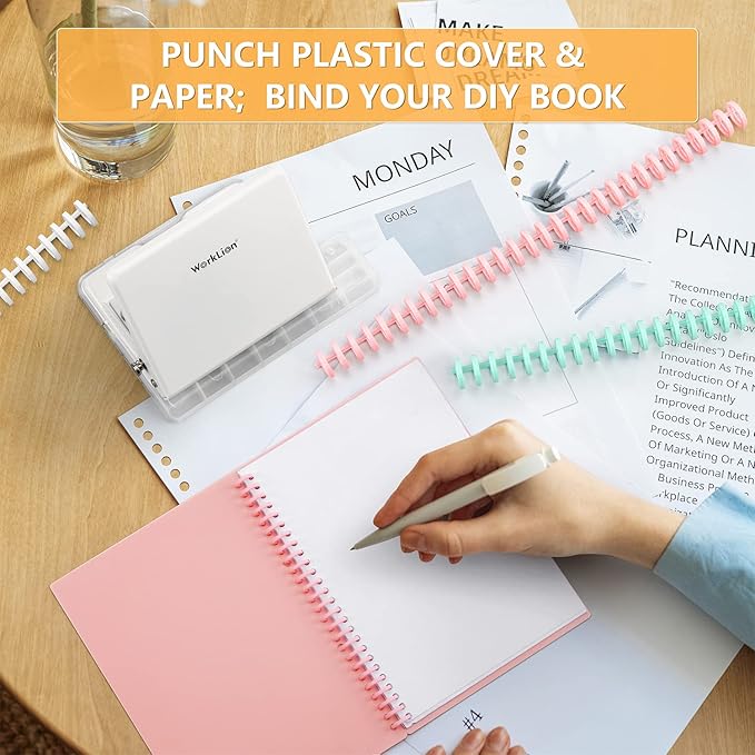 Comb Binding Spines Easy to Open Close Adding Pages for Binding Machine Worklion 1/2 Inch Diameter 30 Ring Plastic Binder Combs and Spines Maximum 85 Sheets 10pieces