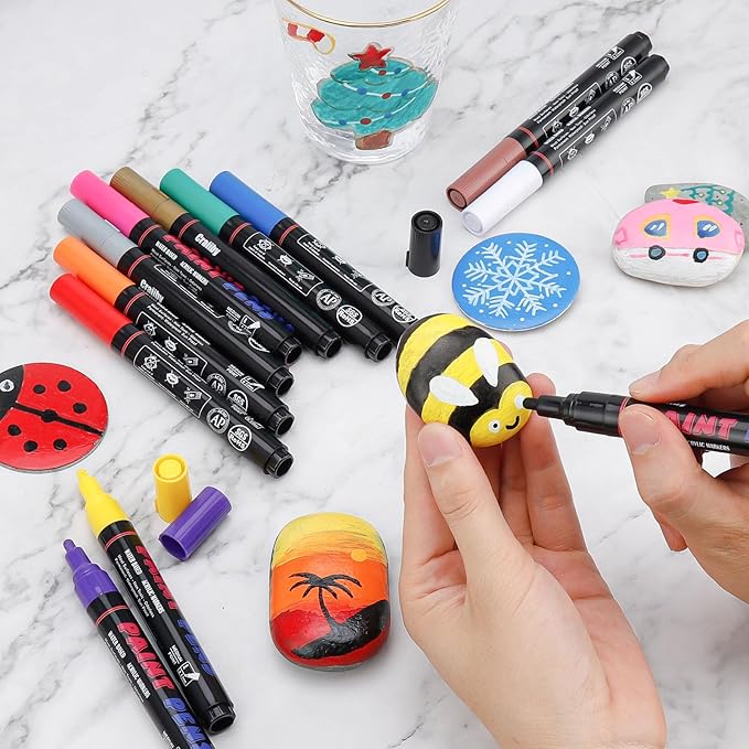 Orange Paint Pens Paint Markers - 2 Pack Permanent Quick Dry Waterproof Marker Pens for Rocks Wood Fabric Plastic Canvas Glass Mugs Metal Tire Stone