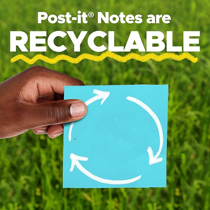 Post-it Super Sticky Notes, 24 Sticky Note Pads, 3 x 3 in., School Supplies, Office Products, Sticky Notes for Vertical Surfaces, Monitors, Walls and Windows, Supernova Neons Collection