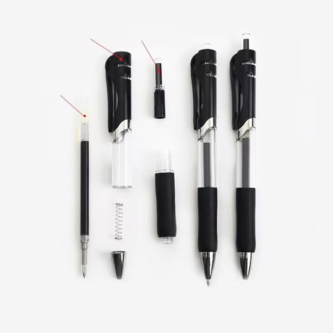 30PCS Black Retractable Gel Pens for Journaling, 0.5mm Ink Pens for School Office Suppliers, Fine Point Smooth Writing Pens. (Black)