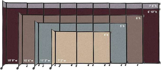 Wall-Mounted Sliding StraightWall Room Divider | Adjustable Widths | Locking Wheels | Room Separator | Up to 15'6" Wide x 7'6" Tall Caribbean Fabric Panels