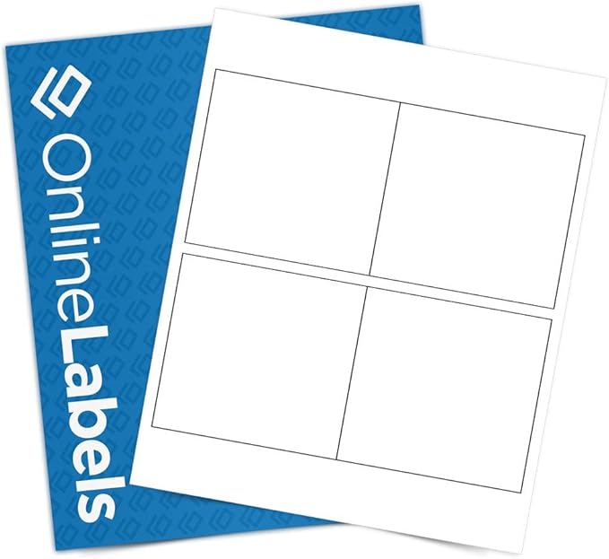 4 x 4 Square Label - Pack of 4,000 Labels, 1,000 Sheets - Inkjet/Laser Printer - Online Labels