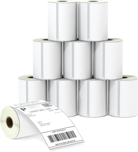 BETCKEY - Compatible DYMO 1744907 (4" x 6") Shipping Labels, Perforated, Compatible with DYMO Labelwriter 4XL Rollo & Zebra, NOT Fit 5XL [10 Rolls/2200 Labels]