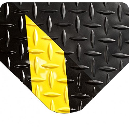 Wearwell 414.1516x4x47CHV Diamond-Plate SpongeCote UltraSoft Mat, 47' Length x 4' Width x 15/16" Thick, Black with Chevron