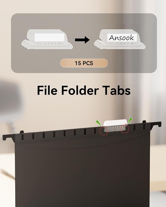 Ansook Plastic Legal Size Hanging File Folders,12 Pack Reinforced Expanding Hanging Folders,Heavy Duty 1” Expansion,Filing Cabinet Folders,Insertable Tabs,Color Coded File Organization,Assorted Color