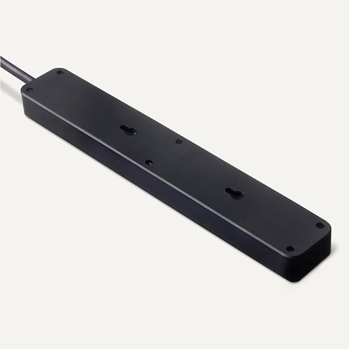 Amazon Basics Rectangle 6-Outlet, 600 Joule Surge Protector Power Strip, 2ft, Black, Small, 2-Pack
