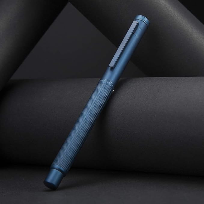 Hongdian 1851 Dark Blue Forest Fountain Pen Medium Nib, Classic Design with Converter and Metal Pen Case