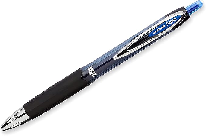 Uniball Signo 207, Retractable Gel Pens, 0.7mm Medium Point, 12 Pack; 6 Black & 6 Blue