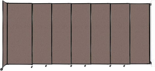 Wall-Mounted Sliding StraightWall Room Divider | Adjustable Widths | Locking Wheels | Room Separator | Up to 15'6" Wide x 6'10" Tall Latte Fabric Panels