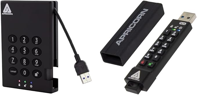 Apricorn 2TB Aegis Padlock USB 3.0 256-Bit AES XTS Hardware Encrypted & Aegis Secure Key 3 NX 64GB 256-bit Encrypted FIPS 140-2 Level 3 Validated Secure USB 3.0 Flash Drive, ASK3-NX-64GB, black