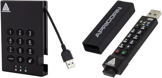 Apricorn 2TB Aegis Padlock USB 3.0 256-Bit AES XTS Hardware Encrypted & Aegis Secure Key 3 NX 64GB 256-bit Encrypted FIPS 140-2 Level 3 Validated Secure USB 3.0 Flash Drive, ASK3-NX-64GB, black