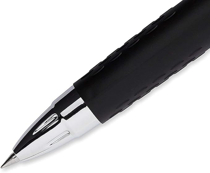 Signo 207 Roller Ball Retractable Gel Pens, Ultra Micro Point (0.38mm), Black Ink, 3 Count, Bundle with Plastic Reusable Pouch