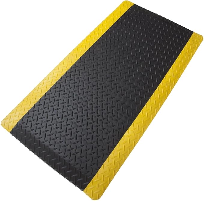 Rhino Mats, American Classic Diamond Anti-Fatigue Mats, Industrial Ergonomic Comfort Standing Mat for Work, Home, Garage, Office, Kitchen or Anywhere (Black/Yellow 9/16" Thick, 3 FT. x 10 FT.)