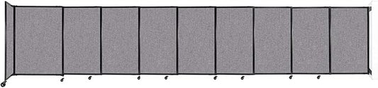 Wall-Mounted Sliding StraightWall Room Divider | Adjustable Widths | Locking Wheels | Room Separator | Up to 19'9" Wide x 4' Tall Cloud Gray Fabric Panels