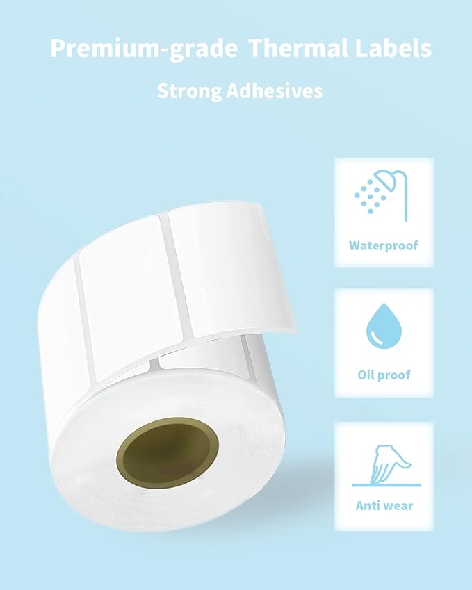 Phomemo 1.25x2.25” White Direct Thermal Label for Address, Self-Adhesive Thermal Stickers Labels, Printer Label for Address, Logo, Shipping, Barcodes, QR Code (1000 Labels/Roll,1 Roll