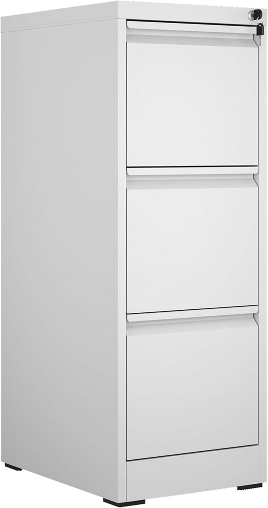 Metal File Cabinet with 3 Drawer Heavy Duty Locking File Cabinets Home Office Steel Filing Cabinet Vertical File Cabinets for Legal/Letter Size File,Assembly Required