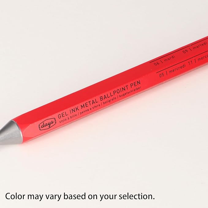MARK'STYLE days, Gel Ink Metal Ballpoint Pen - 0.5mm Retractable Black Ink, Retro styling Light Weigh Pen, Made in Japan- Perfect for School, Office, and Journaling (Black)