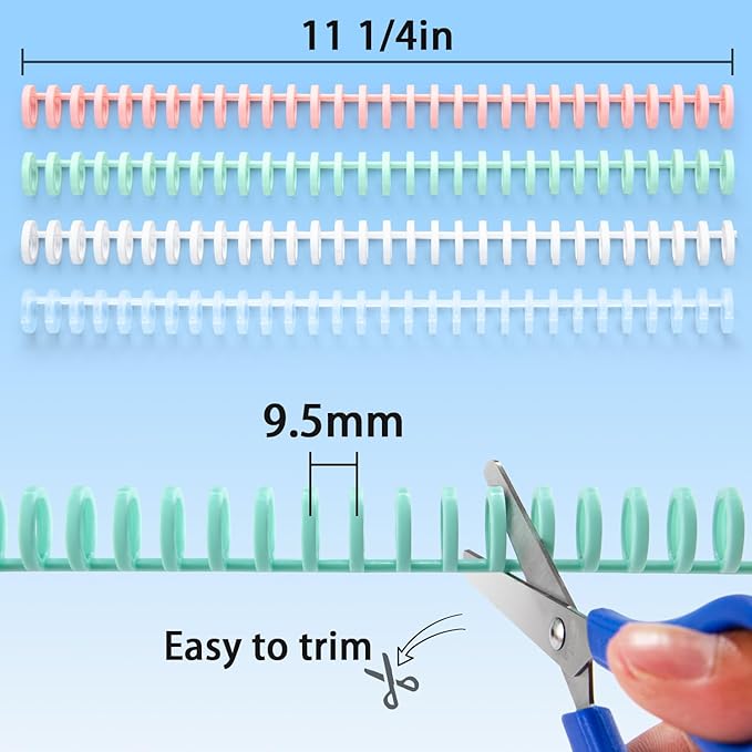 Binding Spines/Coils/Combs Easy to Open Close Adding Pages for Binding Machine Worklion,26pcs，Diameter 1/2"， 30 Ring， Maximum 85 Sheets， Multicolor Trimmable Binding Combs