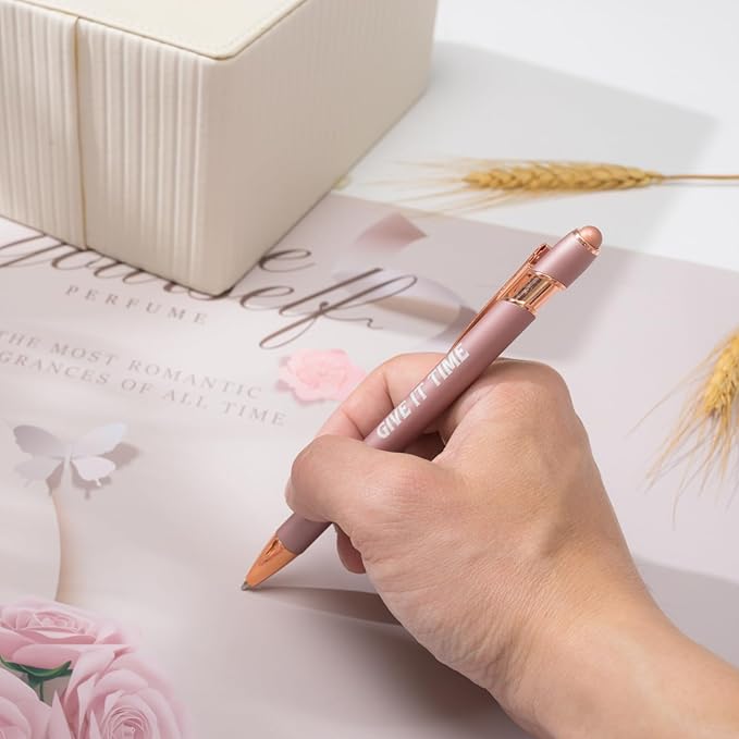 Personalized Custom Pens in Bulk – Engraved Black Ink Ballpoint Pens for Business Gifts, Customizable Writing Pens for Men and Women(Rose Gold)