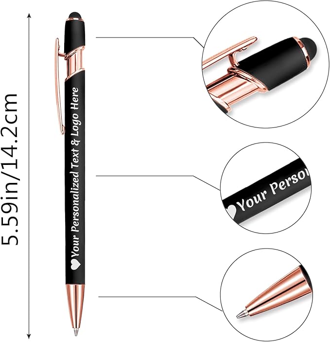 STREADVE Personalized Custom Pens Engraved Writing Pen with Name Logo, Customized Promotional Items Stylus Pen Gifts for Women Realtor Quinceañera Wedding Business, Pink