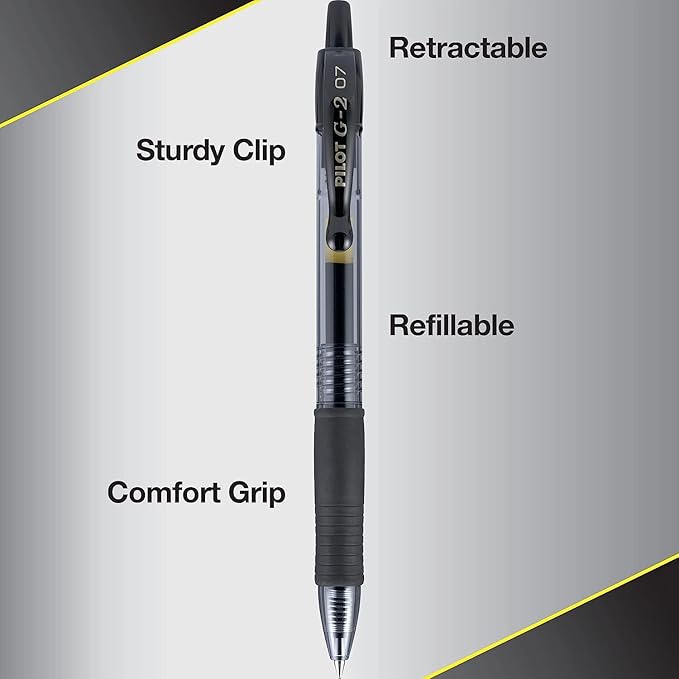 G2 Retractable Premium Gel Ink Roller Ball Pens Ultra Fine Point (.38mm) Red Ink 6 pack; Refillable & Premium Comfort Grip Bundle with Plastic Reusable Pouch