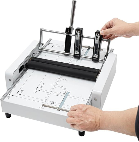 Booklet Maker A3 Paper Folding Binding Machine, MAX 11.7"×16.5" Paper Folder Stapler Machine, 2 in 1 Multifunctional Automatic Book Maker Stapling Machine for Schools Print Stores Offices Factory