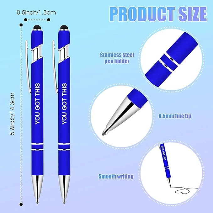 20 Pieces Inspirational Pens, Motivational Ballpoint Pen with Stylus Tip Funny Ink Pens Bulk Inspirational Gifts for Women Coworkers Office Supplies Black Ink