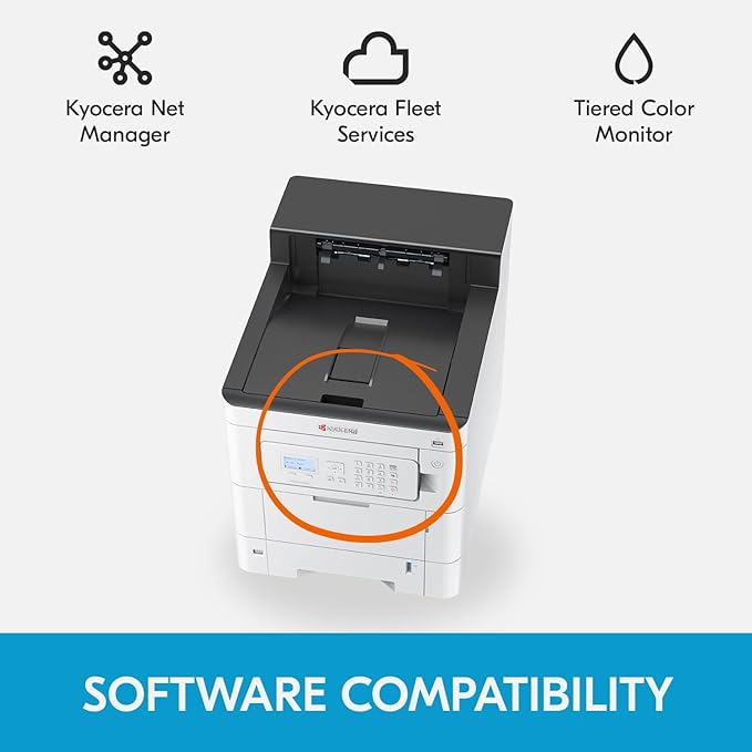 KYOCERA ECOSYS PA4000cx Color Laser Printer 42 ppm, 1200 dpi, Gigabit Ethernet, 5 Line LCD with Hard Key Control Panel, 650 Sheet Capacity
