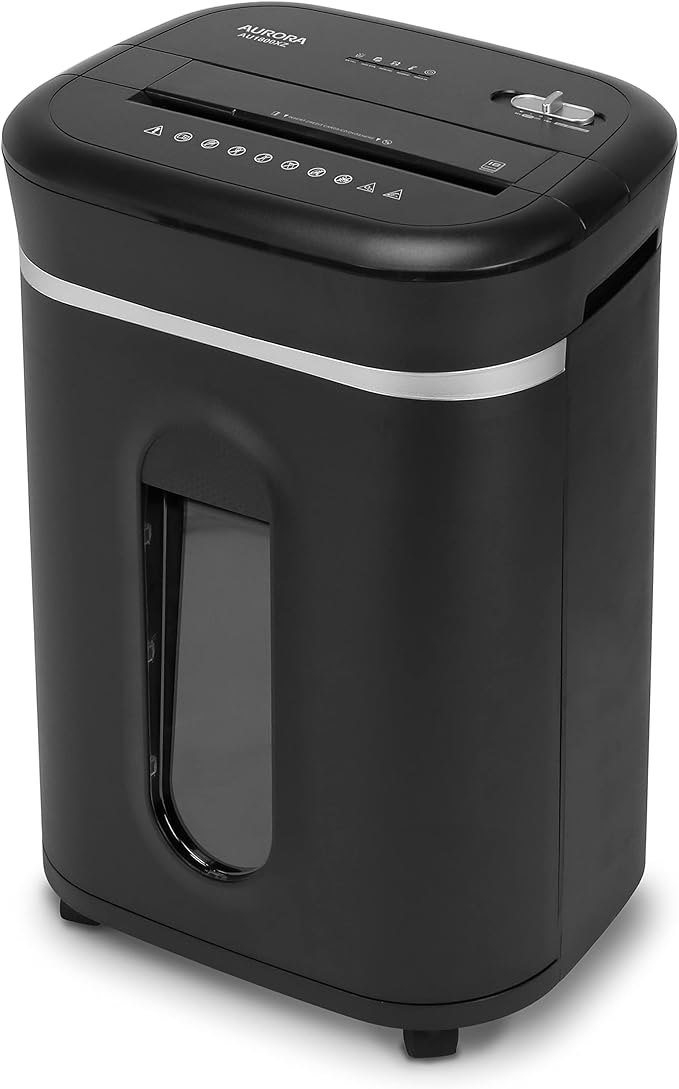 Aurora Long Duty Cycle 18-Sheet Crosscut Paper/CD/Credit Card Shredder, AntiJam Feature, 30-Minute Continuous Run Time, Large 6-gal Pullout Basket