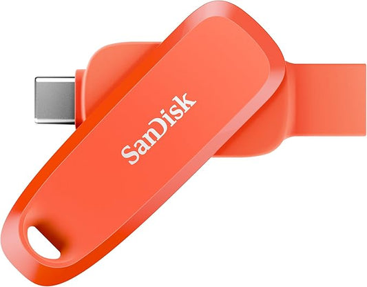 SanDisk 128GB Phone Drive for Android - The 2-in-1 USB for Smartphones, Tablets, and Computers - Thumb Drive with USB Type-C and Type-A Connectors, Nasturtium Orange - SDDDC6-128G-G46NO