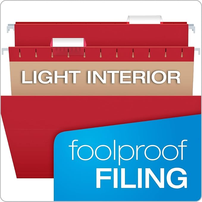 Pendaflex Colored Hanging File Folders Letter Size with 1/5 Cut Adjustable Tabs, 8.5 X 11-100 Pack of 12 Assorted Colors
