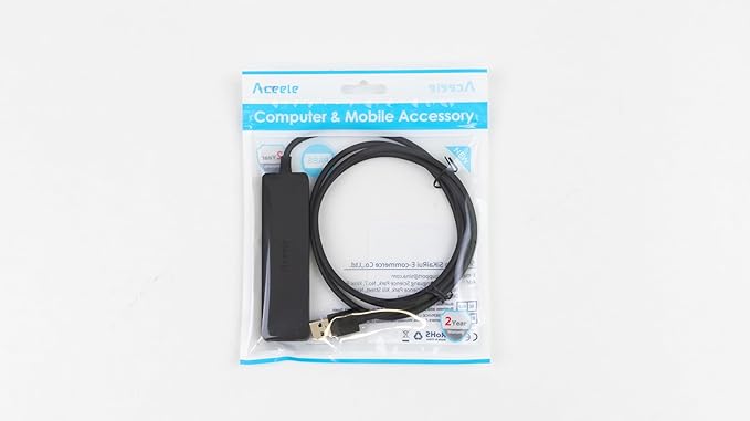 Aceele USB Hub 3.0 Splitter with 4ft Extension Long Cable Cord, 4-Port Ultra-Slim Multiport Expander for Desktop Computer PC, Laptop, Chromebook, Mac Mini, iMac, PS4, Flash Drive Data and More