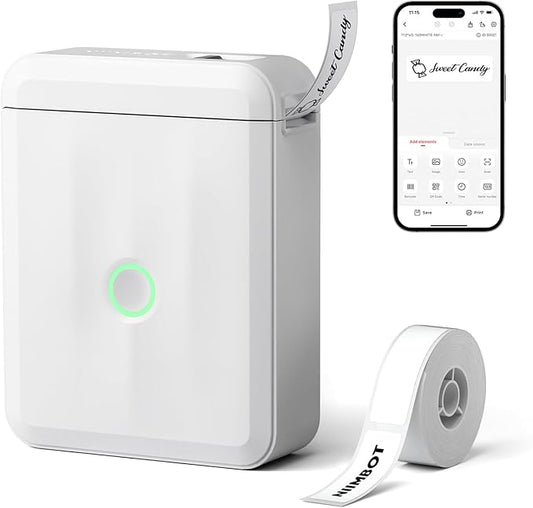 NIIMBOT D110 Upgraded Version Mini Label Maker Machine with Tape, Portable Bluetooth Thermal Printer, Sticker Labeler with Multiple Templates for Office Organization Home Kitchen School, White