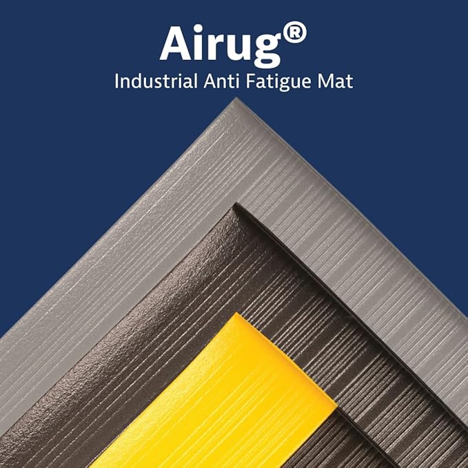 Notrax 410 Airug® 3' x 5' x 5/8" Anti Fatigue Mat, Enhanced Slip Resistance with Beveled Edges and Ribbed Surface, Ideal for Industrial and Commercial Workplaces, Black/Yellow, 410S0535BY