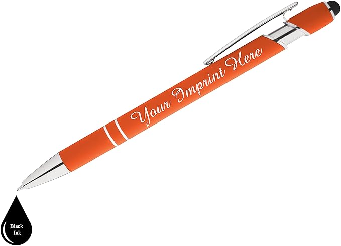 Up to 500 Pcs Custom Pens Bulk | Rainbow of Colors | Soft-Touch Metal Black Ink Personalized with Name or Message (Orange, 1000 pcs)