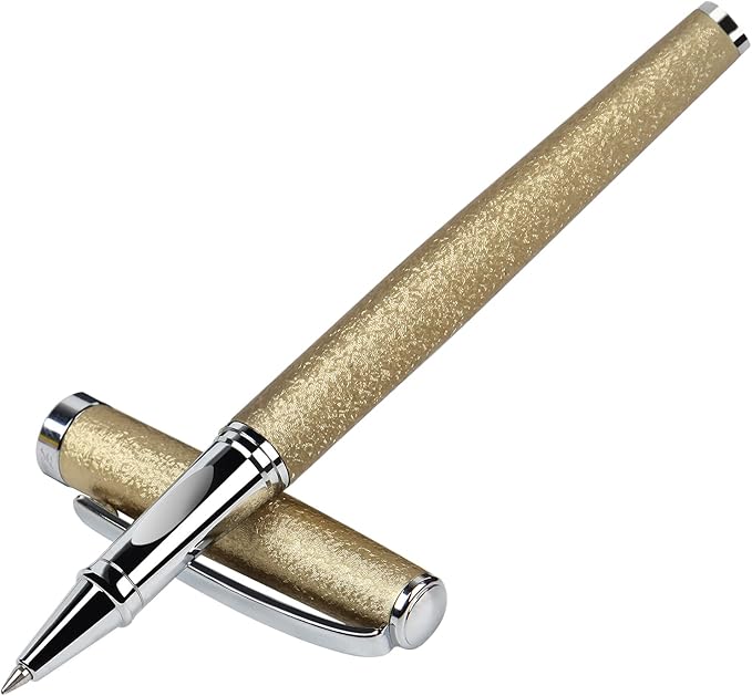 Nice pens,luxury pen with cace,fancy pens Ballpoint Pen Smooth writing experience stylish design effortless writing executive pen-Gift Box with 0.5mm Black Extra 2 Refill (Gold)