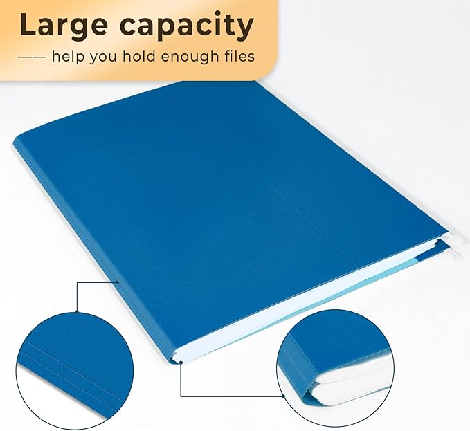 SUNEE 25 Pack Hanging File Folders, Blue Folders, Hanging File Folders Letter Size with 1/5-cut Tabs, Stay Organized for Your Home and Office Bulk File and Documents