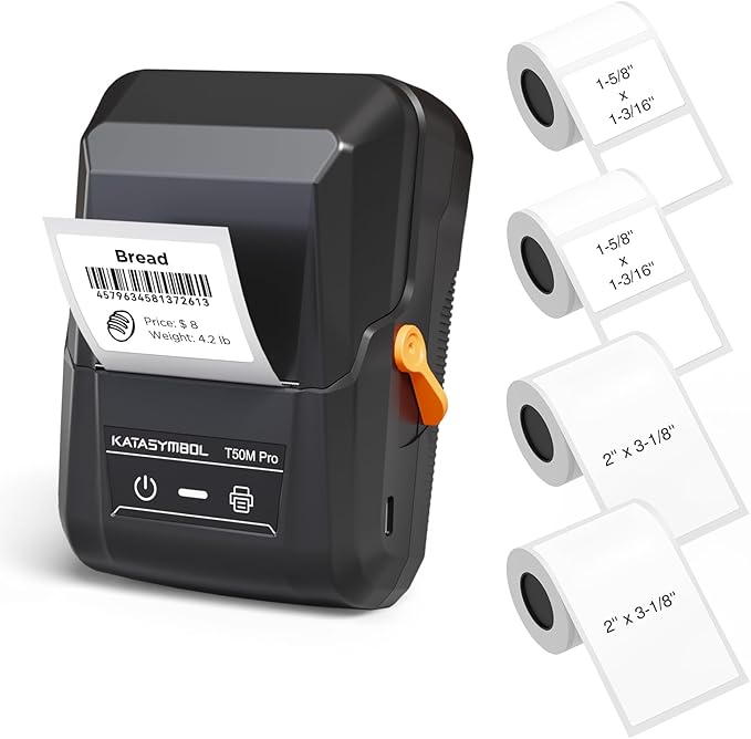 SUPVAN T50M Pro Bluetooth Label Maker Machine with 4 Tapes, Wide Waterproof Label, Versatile App with 40 Fonts and 450+ Icons, Inkless Labeler for Home, Kitchen, School, Office Organization, Black