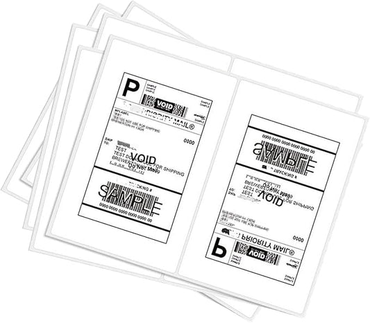 BESTEASY 16000 Round Corner Half Sheet Self Adhesive Shipping Labels for Laser and Ink Jet Printers, White Blank (8000 Sheets, 16000 Labels)
