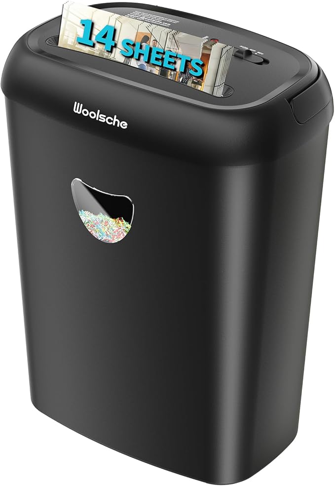 Paper Shredder,14-Sheet Cross Cut with 6.6-Gallon Basket, High Security Level P-4,3-Mode Design Shred Card/CD/Staple/Clip for Office