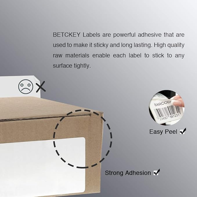 BETCKEY - 4" x 1" (102 mm x 25 mm) Multipurpose Labels Compatible with Zebra & Rollo Label Printer,Premium Adhesive & Perforated [10 Rolls, 13750 Labels]
