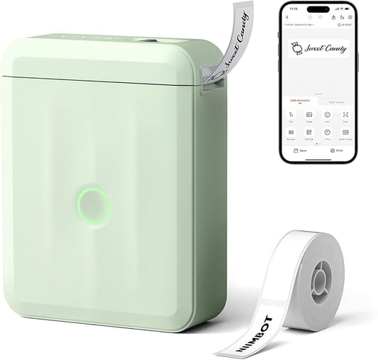 NIIMBOT D110 Upgraded Version Mini Label Maker Machine with Tape, Portable Bluetooth Thermal Printer, Sticker Labeler with Multiple Templates for Office Organization Home Kitchen School, Green