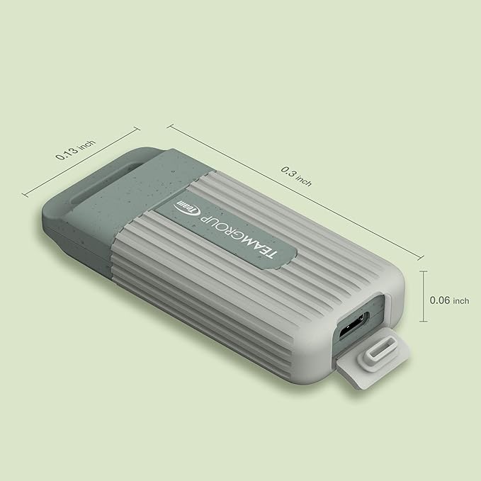 TEAMGROUP PD20 ECO 2TB Portable External Solid State Drive SSD Read up to 1000MB/s USB 3.2 Gen2x1 Type-C Waterproof Dustproof IP54 TPSEG4002T0C102