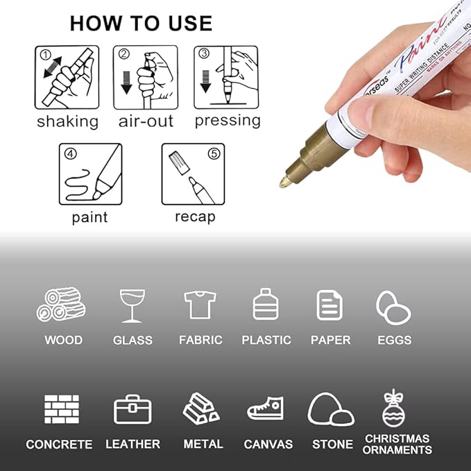 Overseas Permanent Paint Markers Pens - 3 Pack Green Oil Based Paint Pens, Medium Tip, Quick Drying and Waterproof Marker Pen for Metal, Rock, Wood, Fabric, Plastic, Canvas, Mugs, Stone, Glass