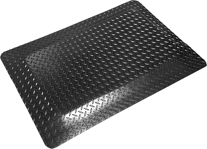 Rhino Mats, American Classic Diamond Anti-Fatigue Mats, Industrial Ergonomic Comfort Standing Mat for Work, Home, Garage, Office, Kitchen or Anywhere (Black 9/16" Thick, 3 FT. x 3 FT.)