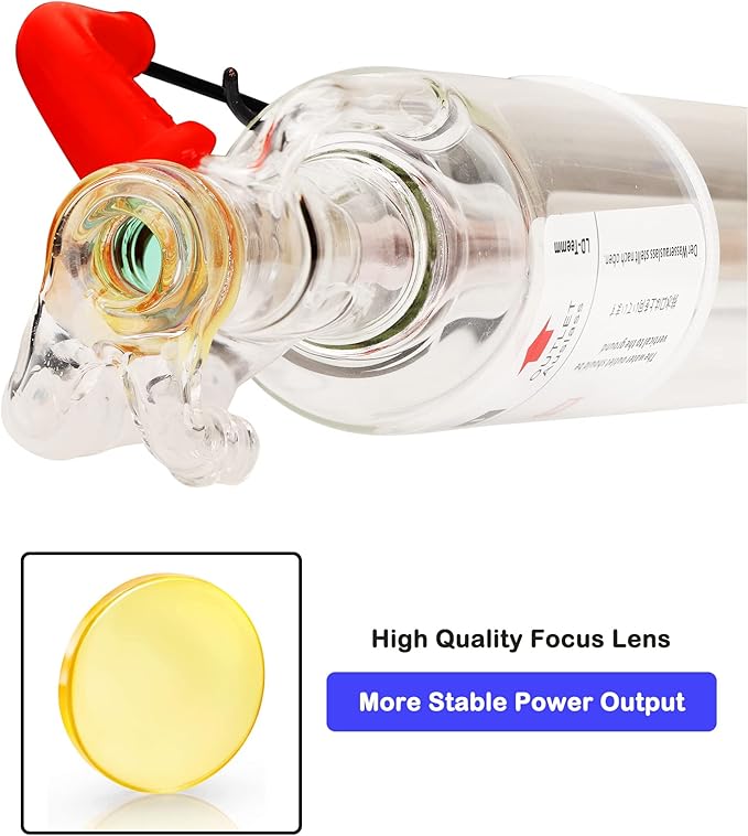 LD-Teemm CO2 Laser Tube, 60W CO2 Laser Tube with Coating 60 watt Length 1200mm Dia. 80mm, Wire Pre-Connected for CO2 Laser Cutter Laser Engraving Cutting Machine